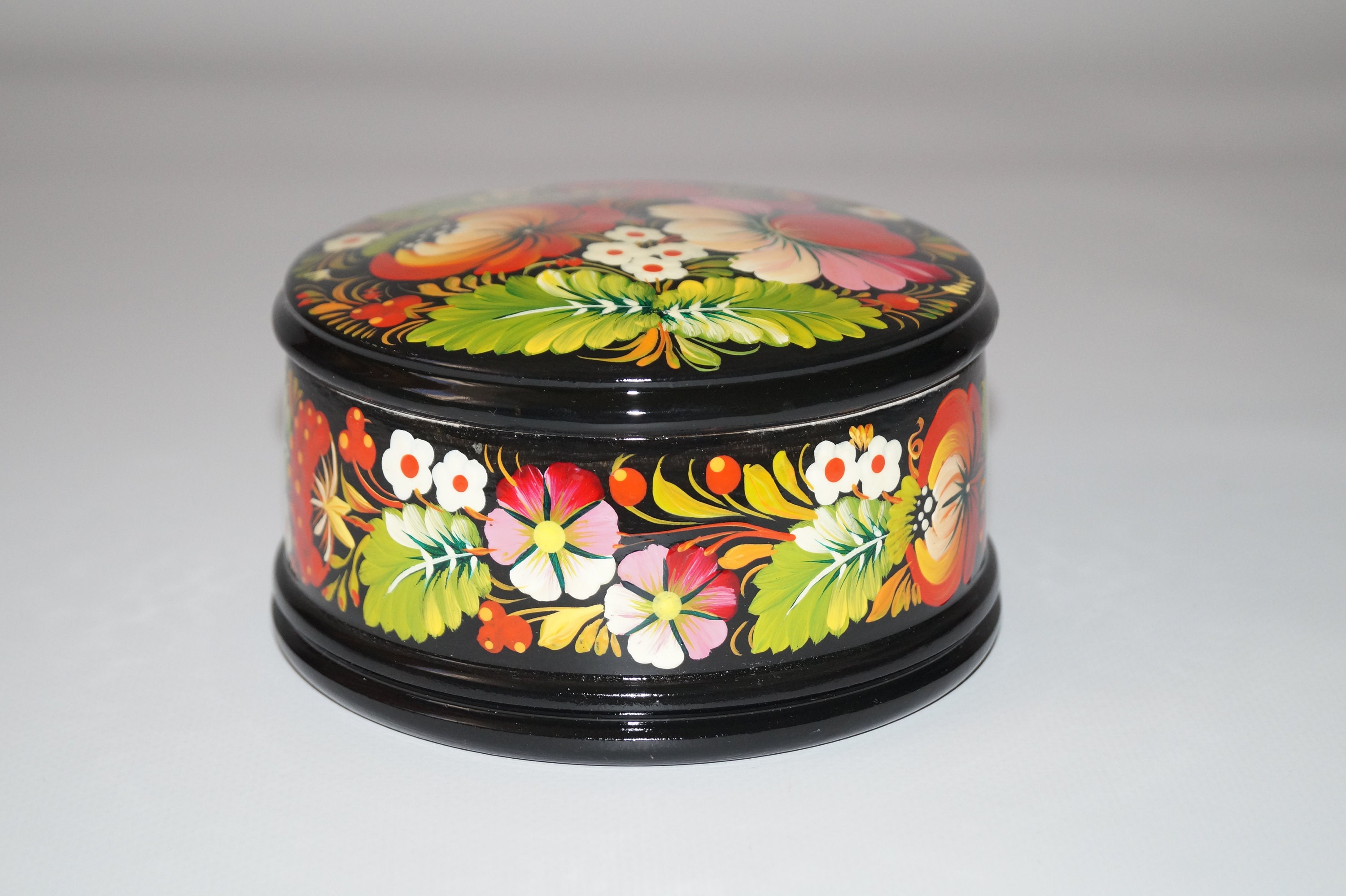 Hand-painted Wooden Jewelry Box, Petrikov Floral Art - Etsy