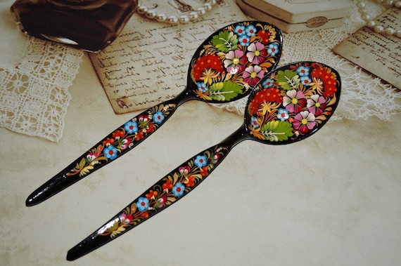 Wooden spoon Decorative spoons Painted spoon Carved spoon Hand carved spoon Wooden gift Spoons Hand painted wood Folk Art Painting