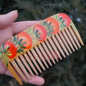 Wooden comb Comb Handmade Hand-painted comb Natural comb Wooden hairbrush Gift for girlfriend Gift for her image 3