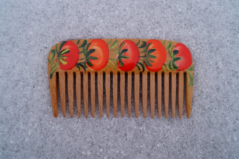 Wooden comb Comb Handmade Hand-painted comb Natural comb Wooden hairbrush Gift for girlfriend Gift for her image 2