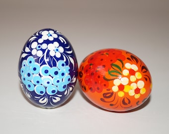 Set of 2 Easter eggs Hand painted eggs Easter decor Gift for easter Paint wooden egg Wooden egg Easter egg ornaments Decorated eggs