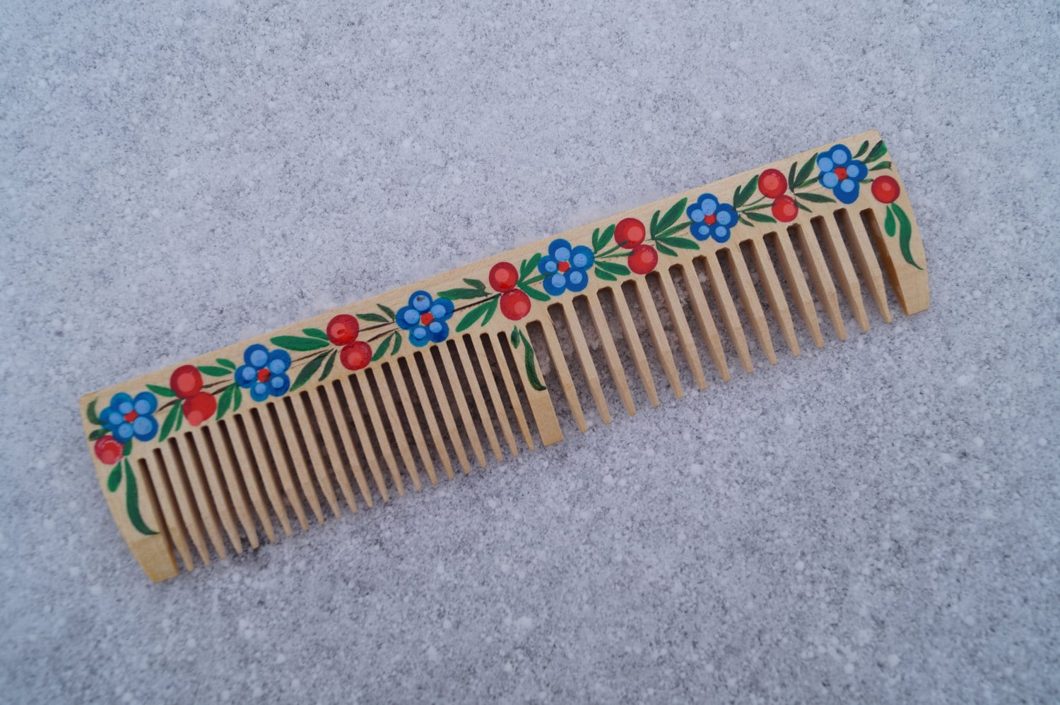 手描きの木製ヘアコーム、民芸花柄 - Etsy 日本