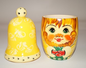 Big wooden box Matryoshka box Hand painted Wood container Painted storage jar Made in Ukraine Kitchen canister Interesting box Gift for her