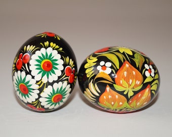 Set of 2 Easter eggs Hand painted eggs Paint wooden egg Easter decor Gift for easter Wooden egg Decorated eggs Easter egg ornaments