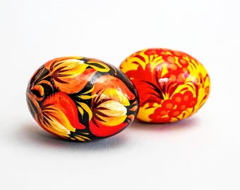 Set of 2 Artistic small Wooden Easter egg Hand Painted with oil paints This is the perfect gift for Easter or any occasion