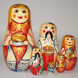 Big matryoshka doll Set of 6 dolls Handmade dolls Wooden doll Nesting dolls Painted dolls Ukraine matryoshka Babushka toys Original painting
