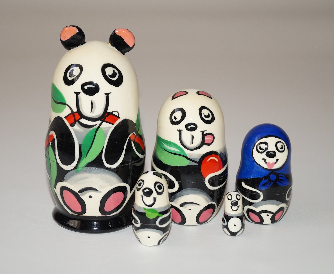 Panda Doll Doll Gift Matreshka Panda Nesting Dolls Handpainted Etsy