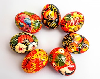 Set of 7 Artistic small Wooden Easter egg Hand Painted with oil paints This is the perfect gift for Easter or any occasion