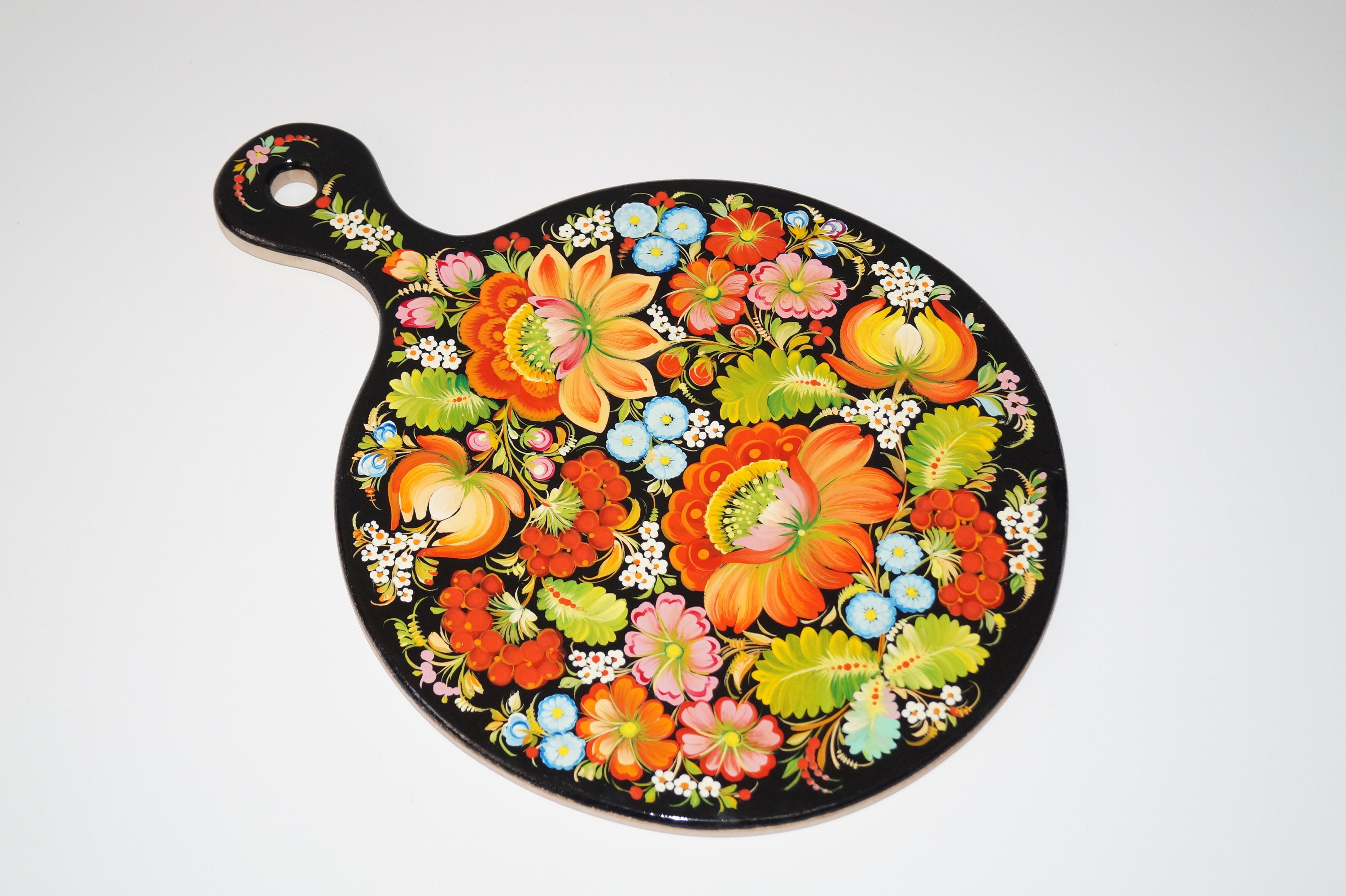 Wooden Cutting Board Hand Painted Kitchen Wall Decor Chopping Etsy