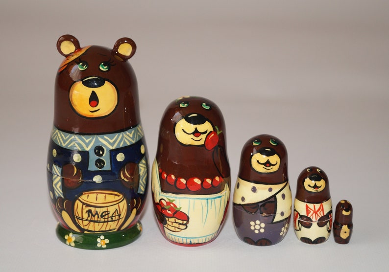 Nesting dolls Wooden toys Matryoshka doll Ethnic Doll Original painting Home Decor Gift for kids Babushka toys Painted dolls Wooden doll image 3