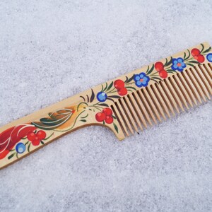 Hand painted comb Petrykivka comb Ukrainian gift Gift for girl Natural comb Valentine gift Wooden hairbrush Mother gift Eco friendly for her image 3