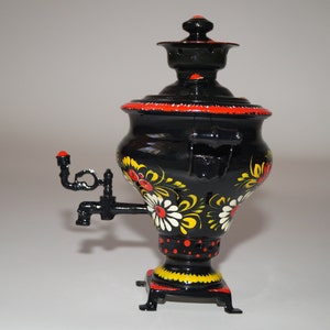 Small samovar Handpainted samovar Mini samovar Hand-painted Ukrainian samovar Gift idea Samovar teapot Flower samovar Ukrainian painting image 5