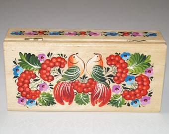 Jewellery box Wooden box Hand painted box Handmade box Art gift Exclusive music box Gift for her Wedding ring box Painted wooden box