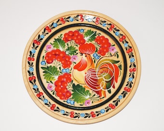 Decorative plate Hand painted plate Oil plate Wall decor plate Wooden plate Folk art Gift for mother Ukrainian plate Petrykivka plate