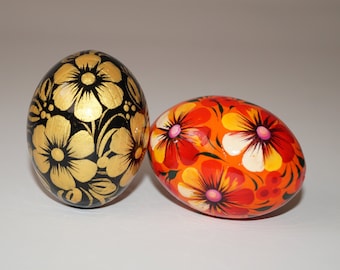 2er Set Osterei Holzeier bemalt Ostergeschenk Gastgeschenk Dekorierte Eier Geschenk zu Ostern Bemalung Holzei Traditionelles Ostern