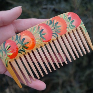 Wooden comb Comb Handmade Hand-painted comb Natural comb Wooden hairbrush Gift for girlfriend Gift for her image 1