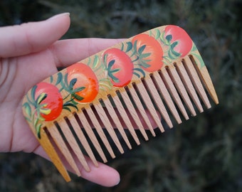 Wooden comb Comb Handmade Hand-painted comb Natural comb  Wooden hairbrush Gift for girlfriend Gift for her
