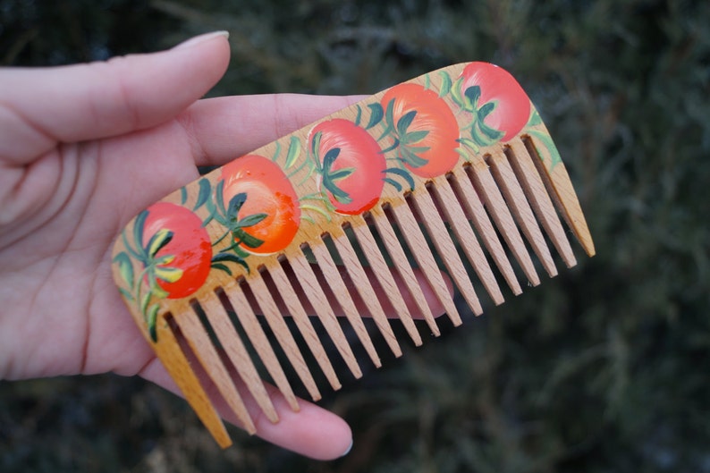 Wooden comb Comb Handmade Hand-painted comb Natural comb Wooden hairbrush Gift for girlfriend Gift for her image 1