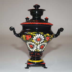 Small samovar Handpainted samovar Mini samovar Hand-painted Ukrainian samovar Gift idea Samovar teapot Flower samovar Ukrainian painting image 4