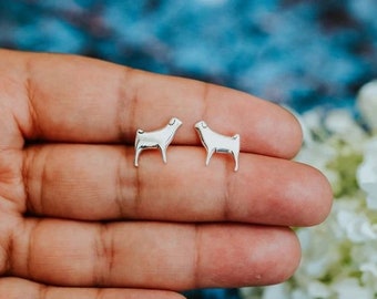 Sterling Silver Pug stud earrings - Animal jewellery - Pugs - dog studs - ethical jewellery - handmade earrings - dog lover gift