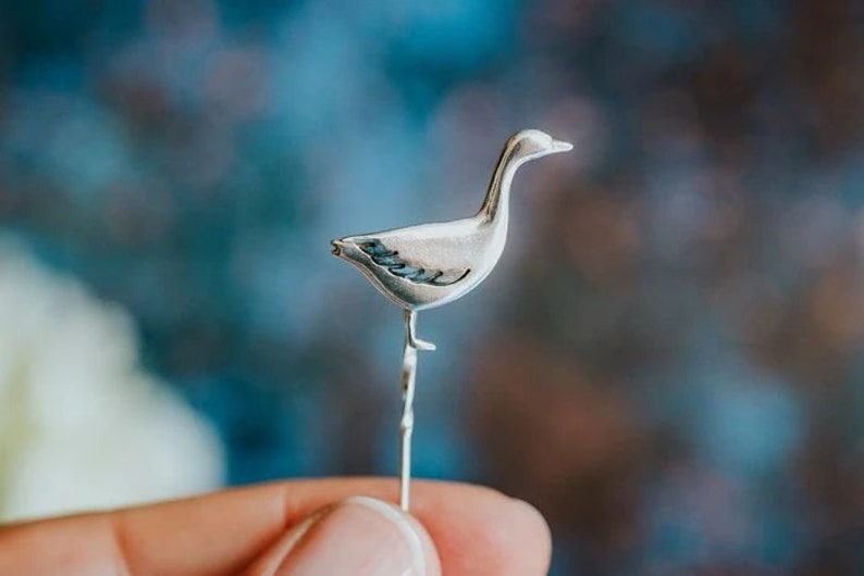 Sterling Silver Snow Goose Pin Animal jewellery Snow Goose ethical jewellery handmade scarf pin bird brooch bird tie pin image 1