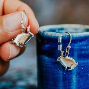 Sterling Silver Rabbit Earrings - Animal jewellery - rabbit earrings - ethical jewellery - handmade - bunny earrings - rabbit lover gift