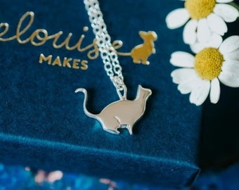 Sterling Silver Sitting Cat Necklace - Animal jewellery - cat necklace - kitty necklace - pet - kitten - ethical silver jewellery - handmade