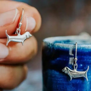 Sterling Silver Basset Hound Earrings Animal jewellery Basset Hound ethical jewellery handmade dog earrings dog lover gift image 1