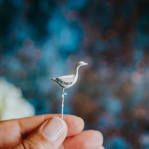 Sterling Silver Snow Goose Pin Animal jewellery Snow Goose ethical jewellery handmade scarf pin bird brooch bird tie pin image 2