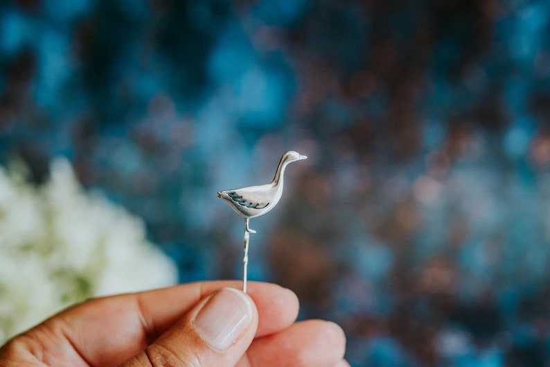 Sterling Silver Snow Goose Pin Animal jewellery Snow Goose ethical jewellery handmade scarf pin bird brooch bird tie pin image 2