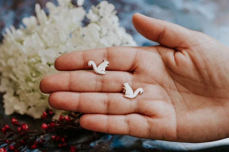 Sterling Silver Squirrel Cufflinks Animal jewellery Squirrel squirrel cufflinks woodland animal ethical jewellery handmade image 4