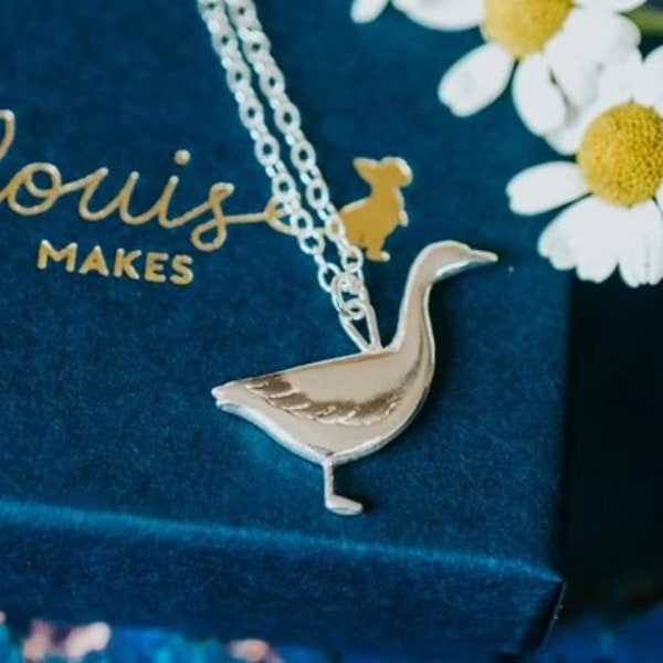 Sterling Silver Snow Goose Necklace - Animal jewellery – Snow Goose – ethical jewellery – handmade necklace - bird necklace –bird lover gift