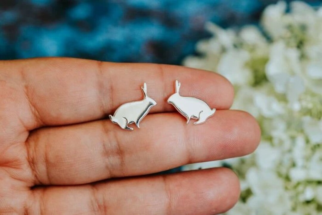 Sterling Silver Rabbit Studs Animal Jewellery Rabbit Earrings Ethical ...