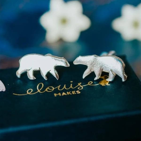 Sterling Silver Polar Bear Cufflinks - Animal jewellery - Polar Bear - ethical jewellery - handmade cufflinks – polar bear jewelery