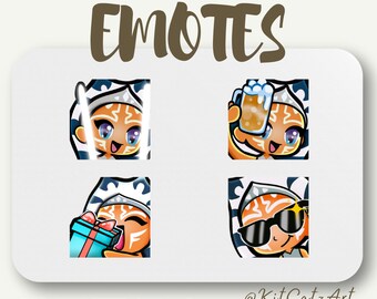 4 Additional Ahsoka Tano Emote and GIF Package for Twitch/Discord/Kick/YouTube/TikTok | Cute Emotes | Streamers and Gamers