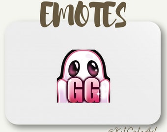 GG Pink Ghost Emote Package for Twitch/Discord/Kick/YouTube/TikTok | Cute Emotes | Streamers and Gamers