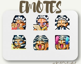 6 Additional Ahsoka Tano Emote and GIF Package for Twitch/Discord/Kick/YouTube/TikTok | Cute Emotes | Streamers and Gamers