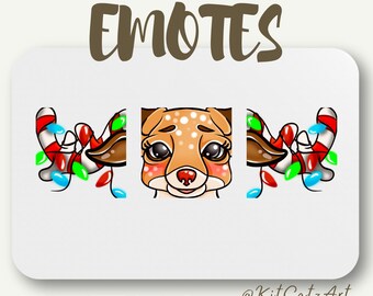 x3 Rudolph Red Nose Reindeer Christmas Emote Package for Twitch/Discord/Kick/YouTube/TikTok | Cute Emotes | Streamers and Gamers