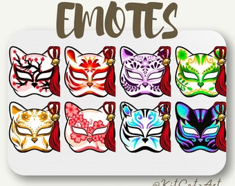 Kitsune Fox Cat Mask Package | Twitch, Kick, Discord | Emotes and Badges | Streamer and Gamers