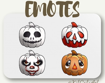 Pumpkin Painted Scary Faces Emote Package x4 Twitch/Discord/Kick/YouTube/TikTok | Cute Emotes | Streamers and Gamers