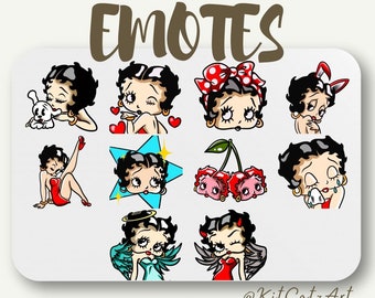 10 Betty Boop Emote Package for Twitch/Discord/Kick | Cartoon | Cute & Sexy Emotes