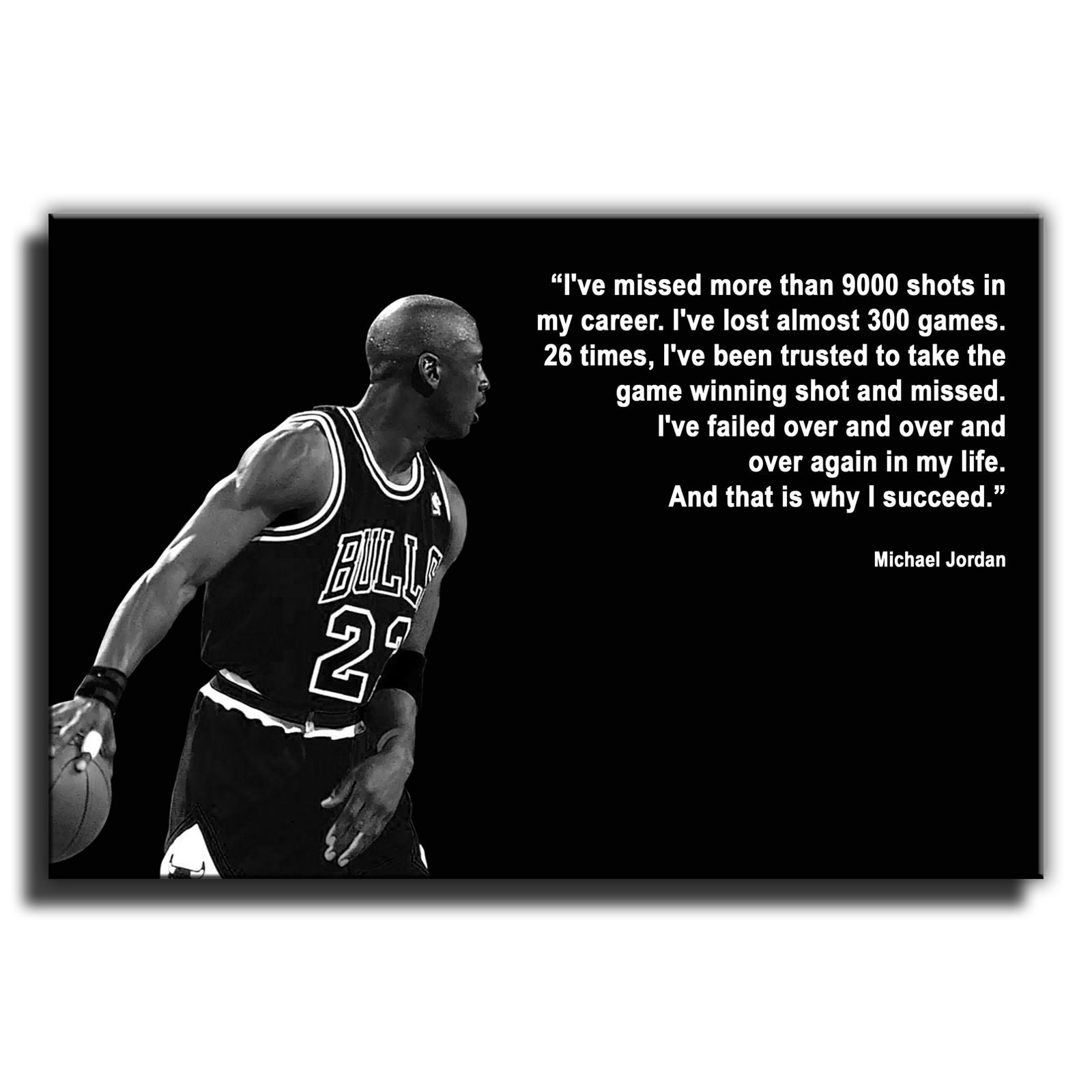 Michael Jordan Black White Landscape Canvas Wall Art Print Framed