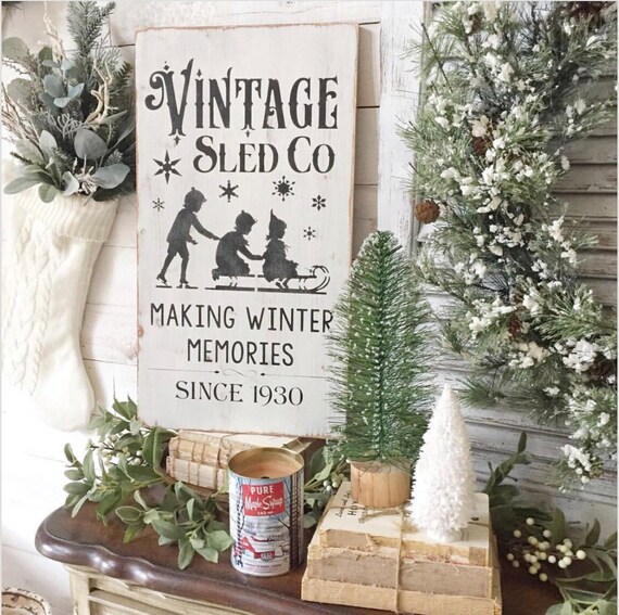 Sled Sign Winter Sign Holiday Decor Wall Decor Rustic Decorations Farmhouse Sign Fixer Upper Decor