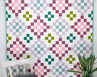 Nine-Patch Variety Quilt PDF Schnittmuster: Anfängerfreundlich