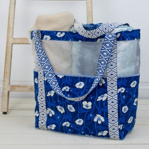 Brandt Strandtasche - PDF Nähmuster - Strandtasche Schnittmuster - Netztasche - Mesh Bag - Schnittmuster für Tasche - Beach Tote - Schnittmuster für Pooltasche