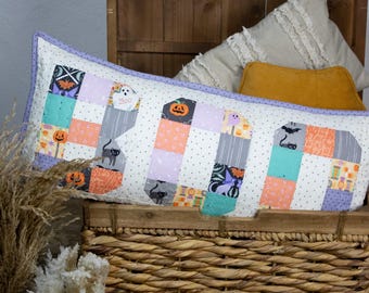 Boo Pillow PDF Sewing Pattern: Patchwork Halloween Decor