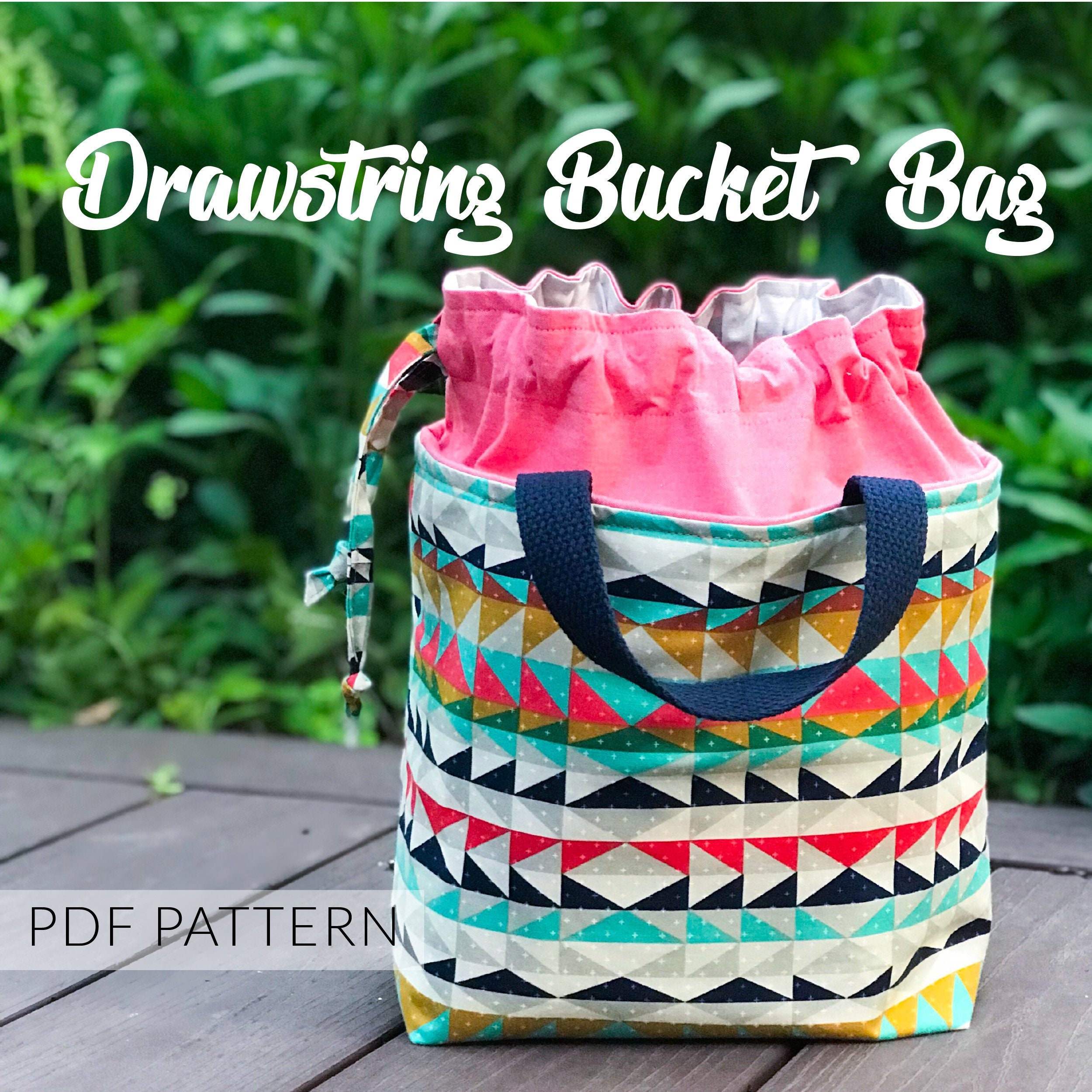 Drawstring Bucket Bag PDF Sewing Pattern Drawstring Bag Etsy