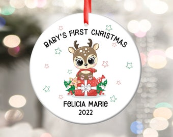 Baby's First Christmas Ornament - Personalized Christmas Ornament - Custom Christmas Ornament - Baby 1st Christmas - Baby Deer