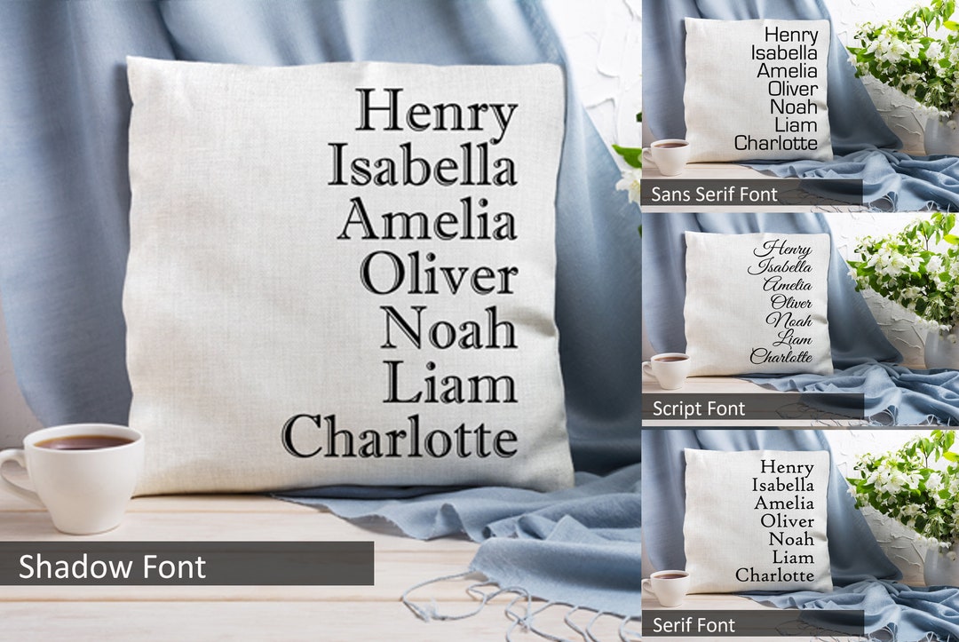 Family Names Pillow Cover Personalized Family Pillow Etsy