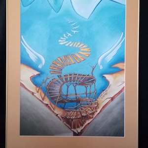 Unique christian religious backlit print, reproduction from the original of A ladder to heaven, Christian gift, author&#39;s art.